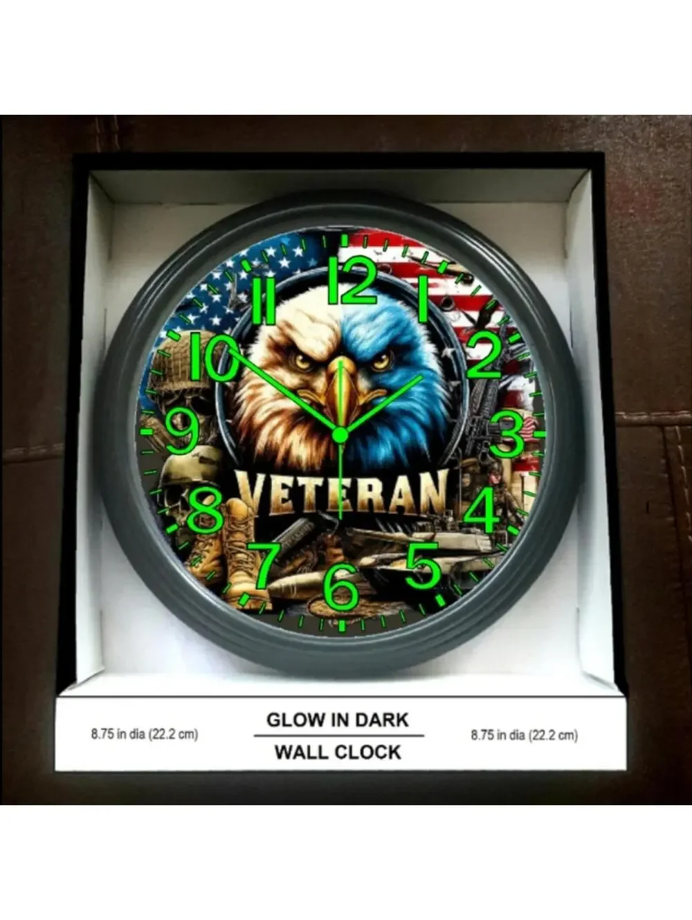 Veteran Glow In The Dark Wall Clock New!